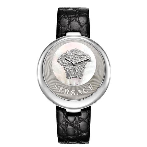 relogio versace pulseira couro preta com buracos|Pulseiras Versace .